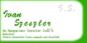 ivan szeszler business card